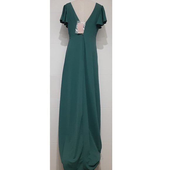 NWT BIRDY GREY HANNAH EMPIRE SEA GLASS GREEN CREPE BRIDESMAID DRESS SIZE XL - Picture 4 of 6